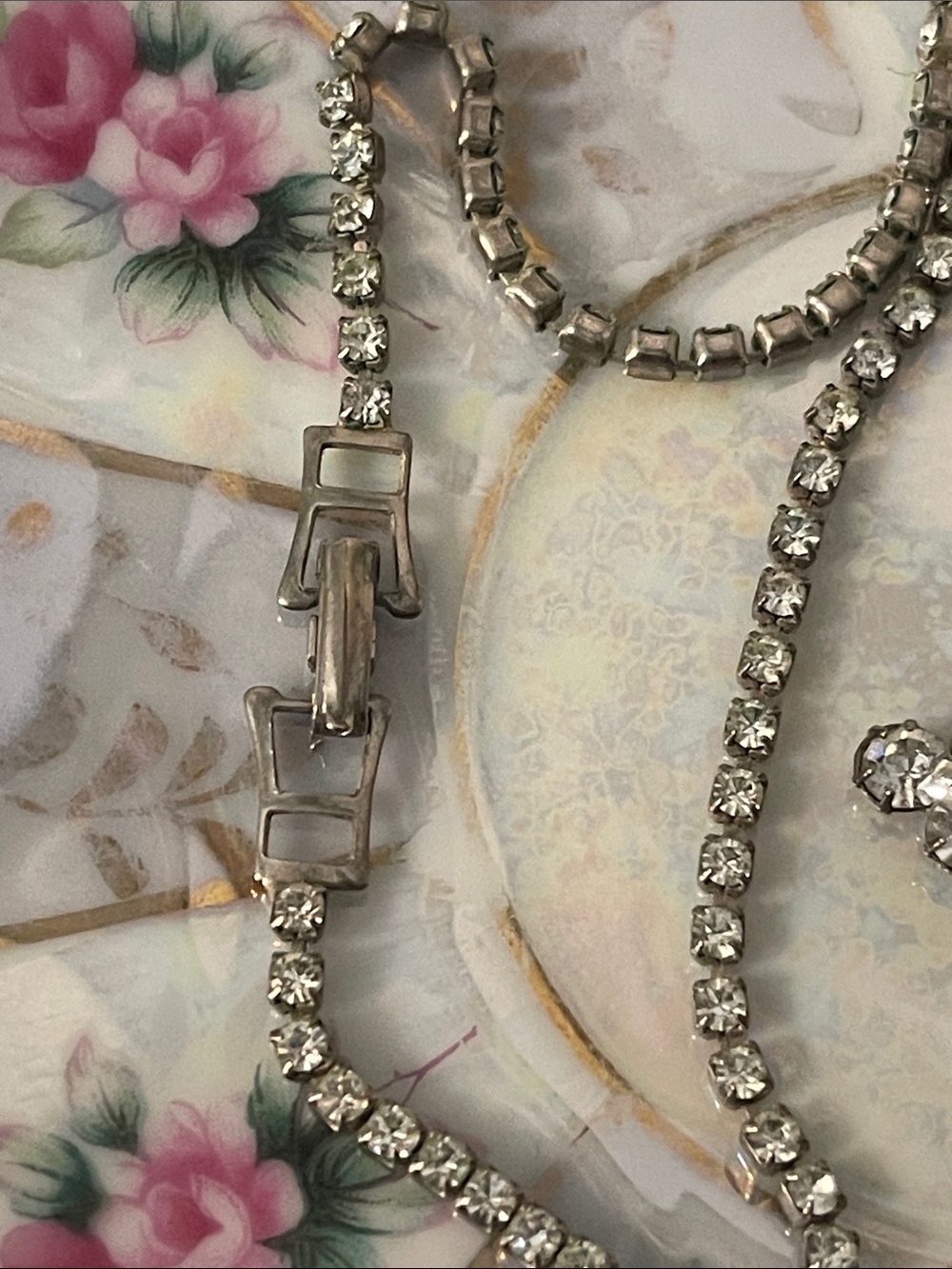 1950’s Soldered Glass Rhinestone Cross Statement Choker Necklace - Picture 6 of 8